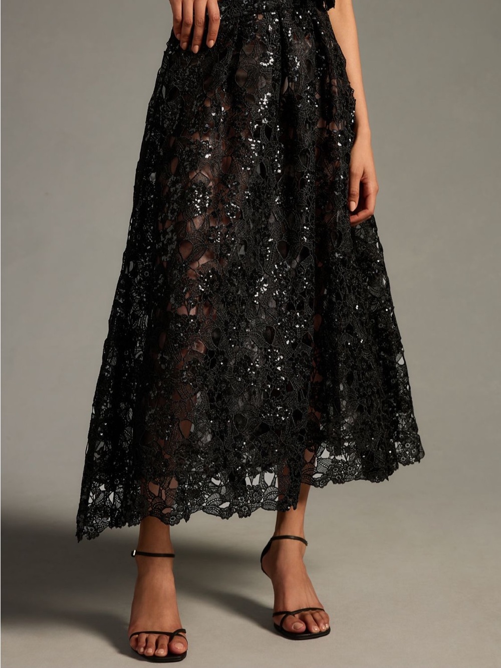 Anthropologie Eva Franco Embroidered Lace Shine Maxi Skirt